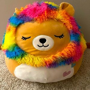 Squishmallow Valentine's 16" Leonard the Lion Rainbow Mane Embroidered Hearts